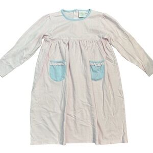 Stitchy Fish Girls Ella Long Sleeve Pima Dress Pink Stripe size 10